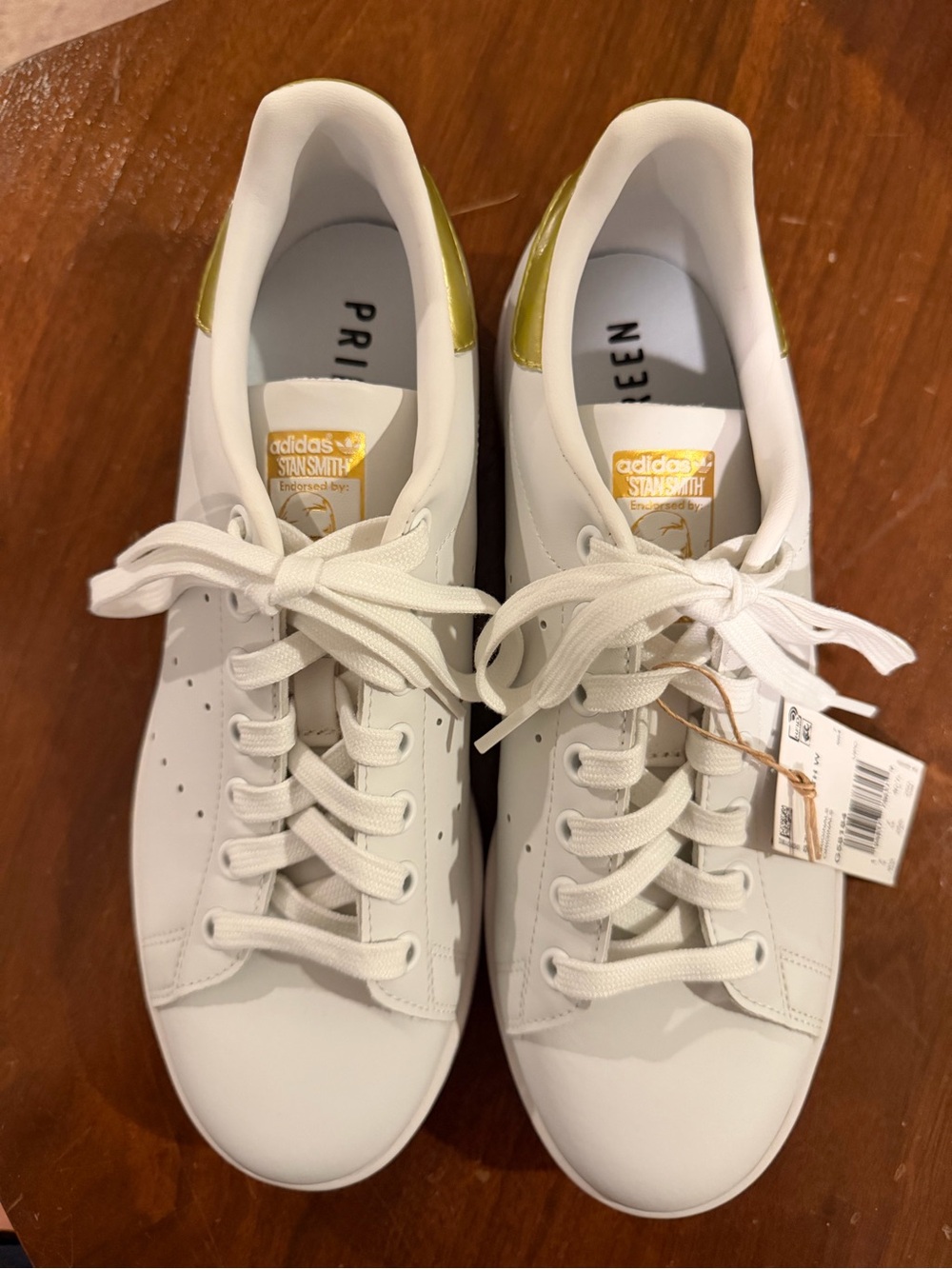 NEW adidas Women’s White Sneakers with Gold Heel Tab
